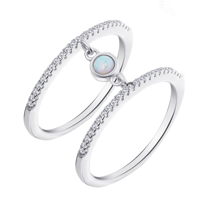 Серебряное кольцо с фианитами (К2ОпБФ/490)