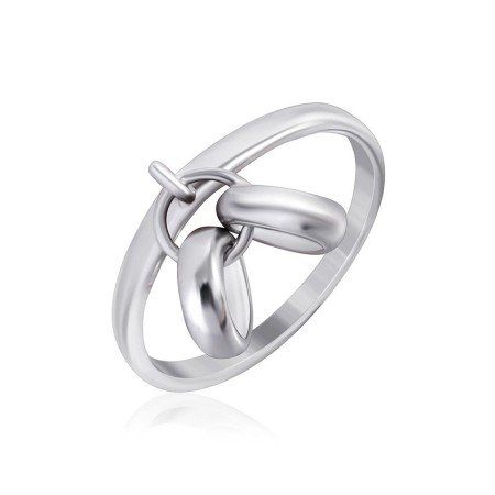 Серебряное кольцо родированное с подвесками Геометрия