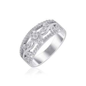 Серебряное кольцо с белыми фианитами  (КК2Ф/239)