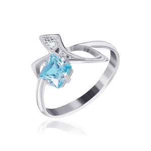 Серебряное кольцо с голубыми фианитами (КК2ФТ1/008 )