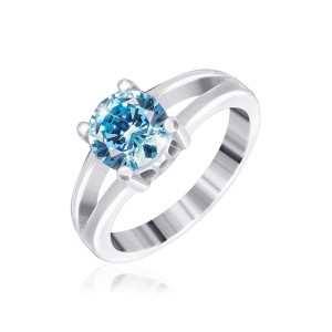 Серебряное кольцо с голубыми фианитами (КК2ФТ/404)