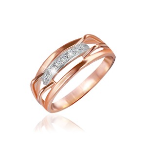 Серебряное кольцо в позолоте с фианитами (КК3Ф/023)