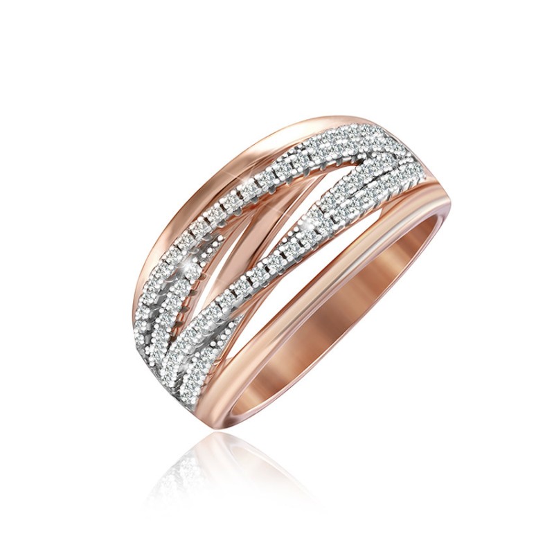 Серебряное кольцо в позолоте с фианитами (КК3Ф/250)