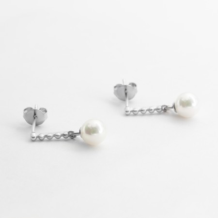 Срібні сережки пусети з перлинами