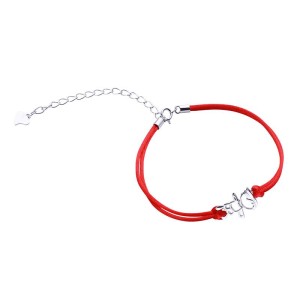 Серебряный браслет из красной шелковой нити (Б2К/911)