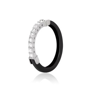 Серебряное кольцо с фианитами и черной керамикой (К2ФК/1014)
