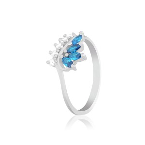 Серебряное кольцо с голубыми фианитами (К2ФЛТ/007)
