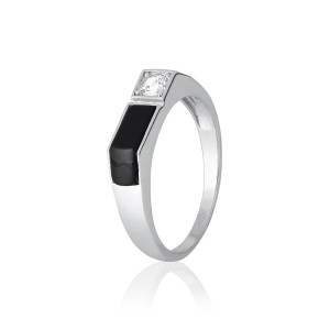 Серебряное кольцо с черными фианитами (К2ФО/496)
