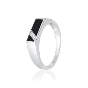 Серебряное кольцо с черными фианитами (К2ФО/498)