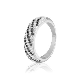 Серебряное кольцо с черными фианитами (К2ФО/803)