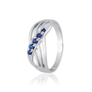 Серебряное кольцо с синими фианитами (К2ФС/013)