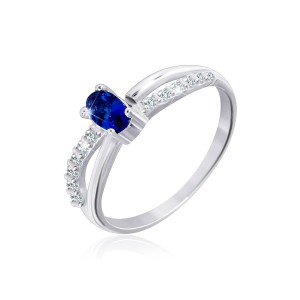 Серебряное кольцо с синими фианитами (К2ФС/063)