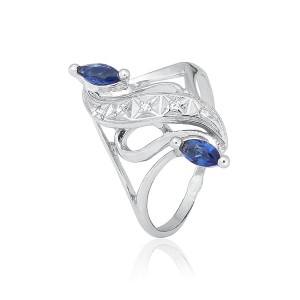 Серебряное кольцо с синими фианитами (К2ФС/149)