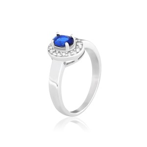 Серебряное кольцо с синими фианитами (К2ФС/314)