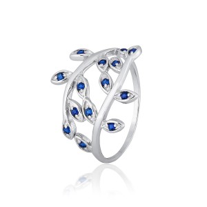 Серебряное кольцо с синими фианитами (К2ФС/369)