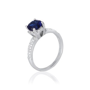 Серебряное кольцо с синими фианитами (К2ФС/432)