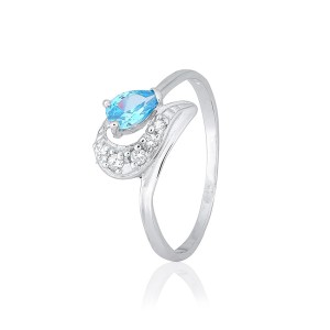 Серебряное кольцо с голубыми фианитами (К2ФТ1/170)