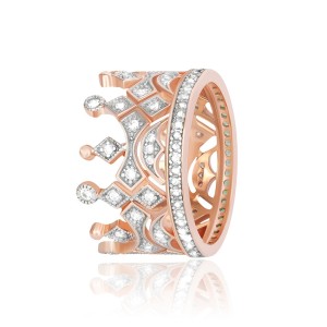 Серебряное кольцо в позолоте с фианитами "Корона" (К3Ф/434)