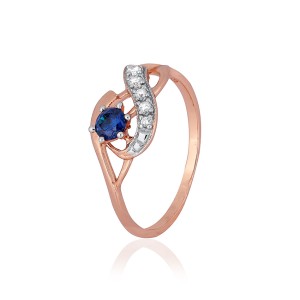 Серебряное кольцо в позолоте с голубыми фианитами (К3ФЛТ/154)