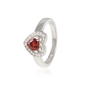 Серебряное кольцо с красными фианитами (КК2ФГ/474)