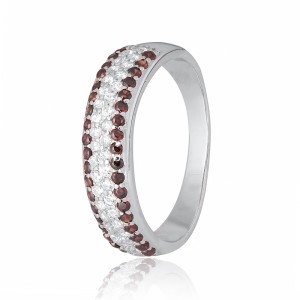 Серебряное кольцо с розовый фианитами (КК2ФРТ1/468)
