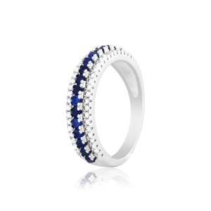 Серебряное кольцо с синими фианитами (КК2ФС/199)