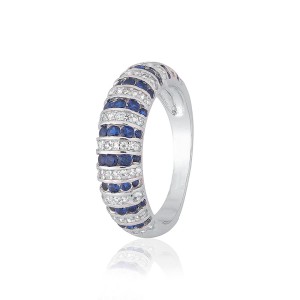 Серебряное кольцо с синими фианитами (КК2ФС/204)