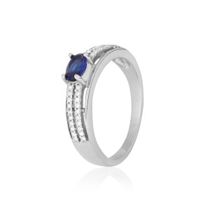 Серебряное кольцо с синими фианитами (КК2ФС/339)