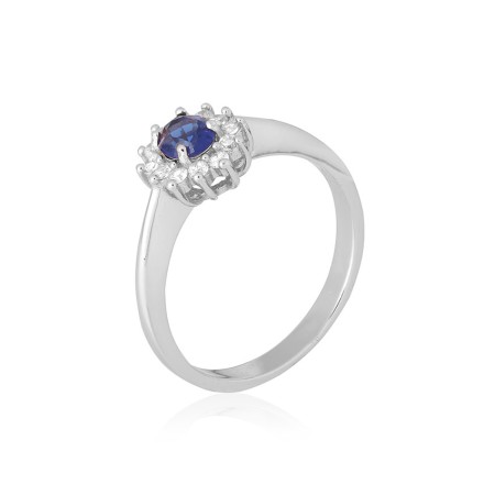 Серебряное кольцо с синими фианитами (КК2ФС/375)