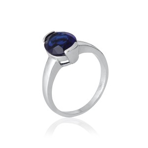 Серебряное кольцо с синими фианитами (КК2ФС/378)