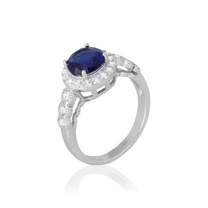 Серебряное кольцо с синими фианитами (КК2ФС/388)