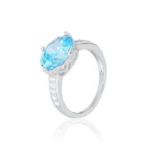 Серебряное кольцо с голубыми фианитами (КК2ФТ/370)