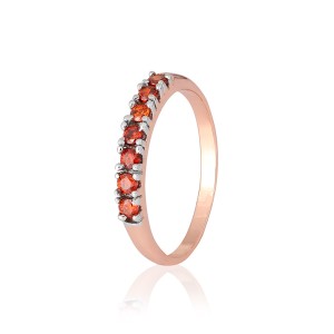 Серебряное кольцо в позолоте с красными фианитами (КК3ФГ/020)
