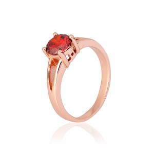 Серебряное кольцо в позолоте с красными фианитами (КК3ФГ/404)