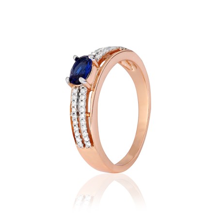 Серебряное кольцо в позолоте с синими фианитами (КК3ФС/339)