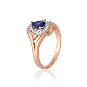 Серебряное кольцо в позолоте с синими фианитами (КК3ФС/340)
