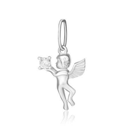 Серебряная подвеска ангелочек с фианитом