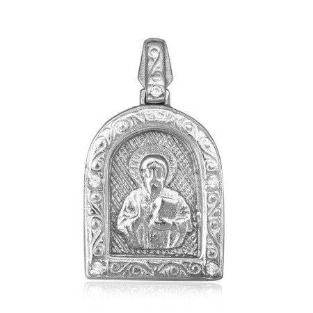 Срібний підвіс з фіанітами "Ікона Святого Миколая Чудотворця" (П2Ф/201)