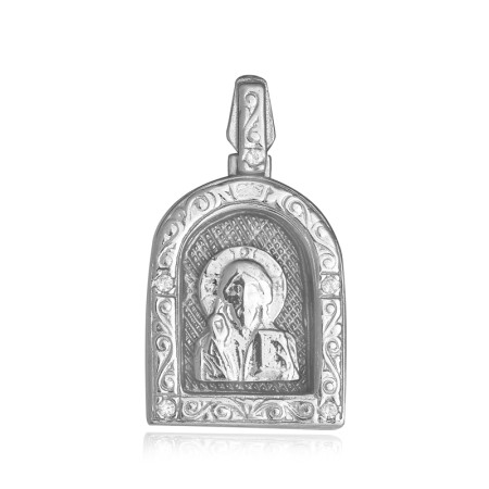 Срібний підвіс з фіанітами "Ікона Спаса Нерукотворного" (П2Ф/202)