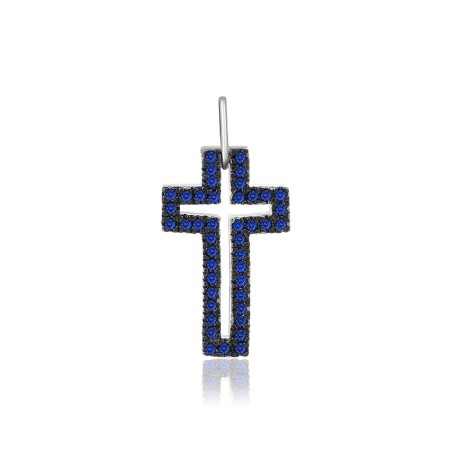 Срібний підвіс з синіми фіанітами і "Хрест" (П2ФС1/071)