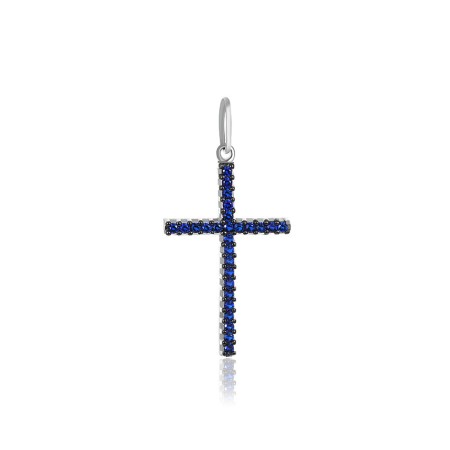 Срібний підвіс з синіми фіанітами і "Хрест" (П2ФС1/352)
