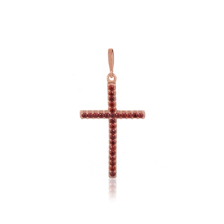 Срібний підвіс в позолоті з червоними фіанітами і "Хрест" (П3ФГ/352)