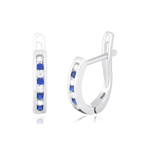 Срібні сережки з синіми фіанітами (С2ФС/345)