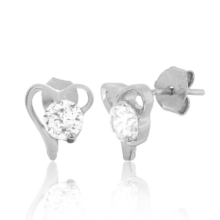 Срібні сережки з фіанітами 'Сердечка' (СК2Ф/418)