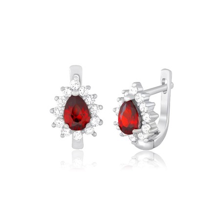 Срібні сережки з червоними фіанітами (СК2ФГ/383)