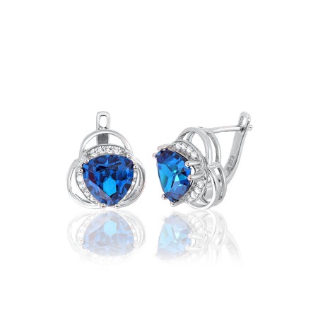 Срібні сережки з блакитними фіанітами (СК2ФЛТ/381)