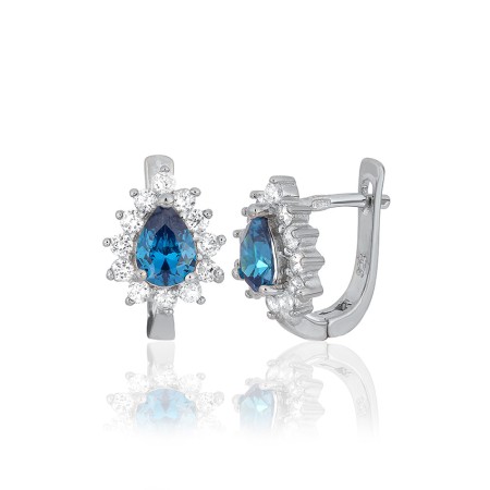 Срібні сережки з блакитними фіанітами (СК2ФЛТ/383)