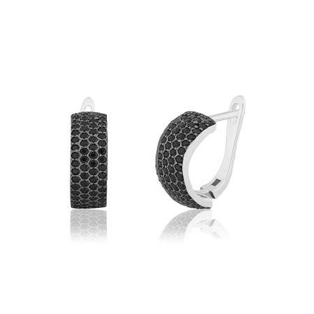 Срібні сережки з чорними фіанітами (СК2ФО1/373)