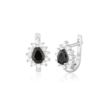 Срібні сережки з чорними фіанітами (СК2ФО/383)