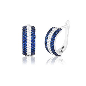 Срібні сережки з синіми фіанітами (СК2ФС1/467)